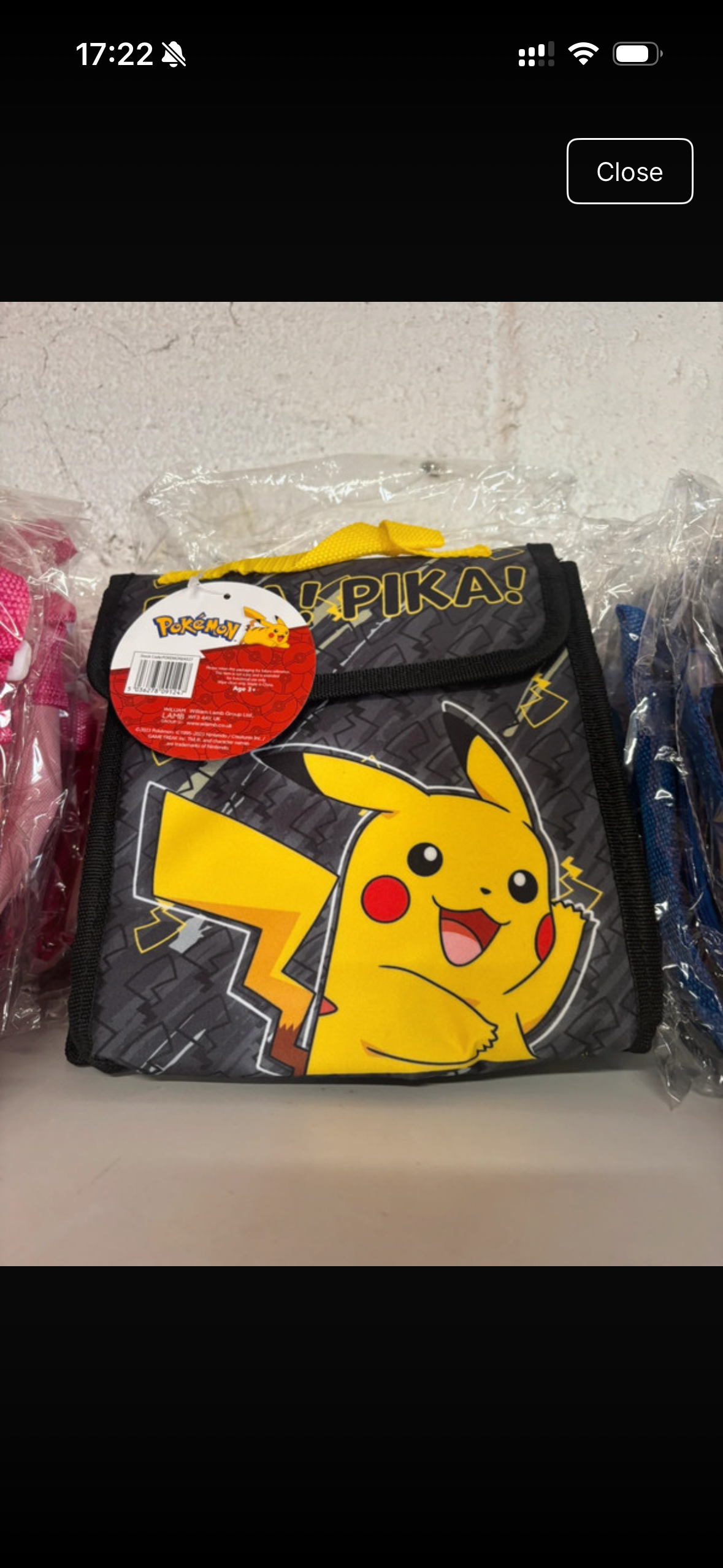 Pikachu lunch bag